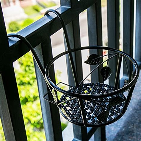 iron rail planters art hanging baskets flower pot holder great for patio porch ebay