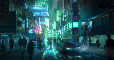 Artstation Cyberpunk Street Liang Mark Cyberpunk City Sci Fi