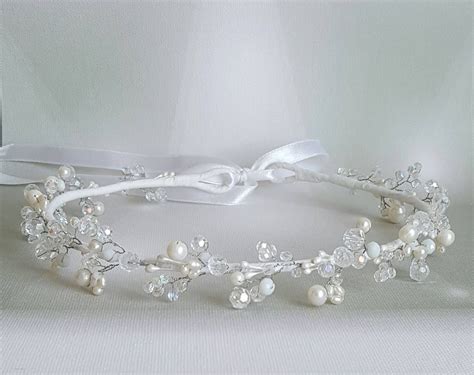 Wedding Pearls Crowncrystals Bridal Tiaraheadpiece With Freshwater Pearls And Crystalshair