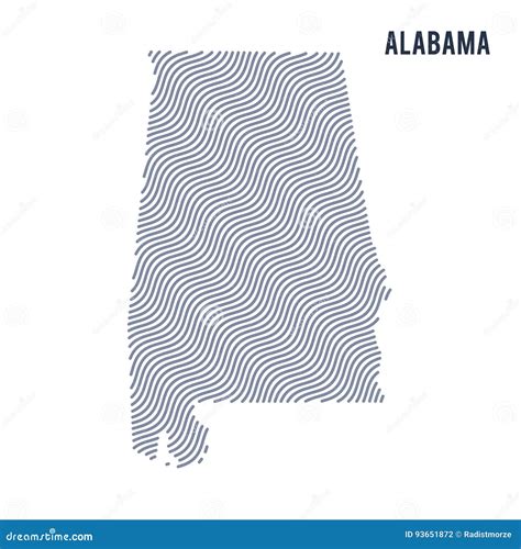 Vector Abstract Wave Map Of State Of Alabama Isolated On A White