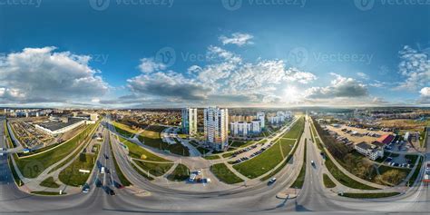 Aerial Full Seamless Spherical Hdri 360 Panorama View Above Road