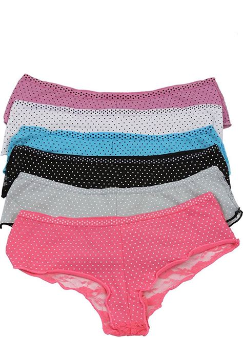 Tobeinstyle Womens Pack Of 6 Polka Dot Panties With Lace Back Ebay