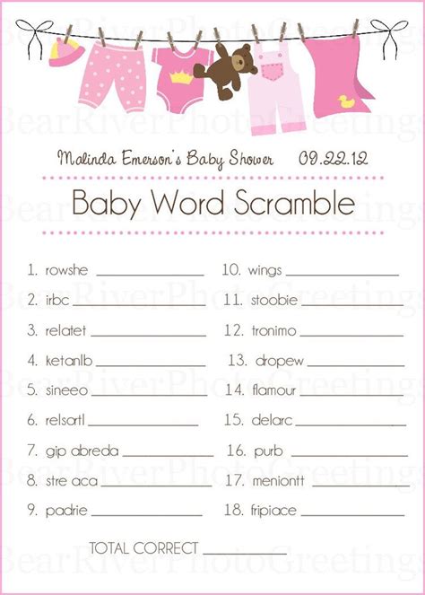 Baby statistics game using this baby shower game sheet and the answer key, have guest write their best answers for the provided questions. 7 best Baby shower word scramble images on Pinterest ...