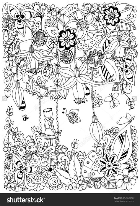 Free download 38 best quality zendoodle coloring pages at getdrawings. Vector illustration Zen Tangle girl on a swing in the ...