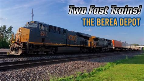 Two Fast Trains At The Berea Depot Berea Oh Youtube