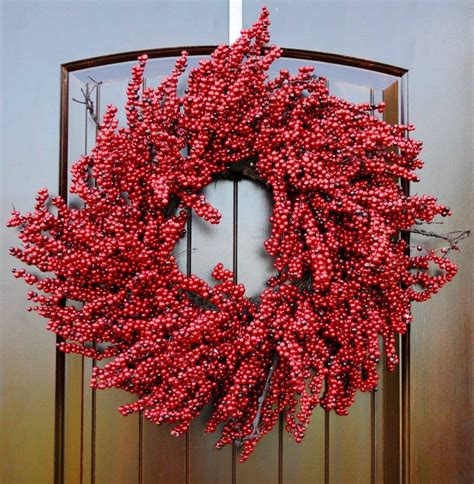 Large Red Berry Christmas Wreath For Front Door In 24