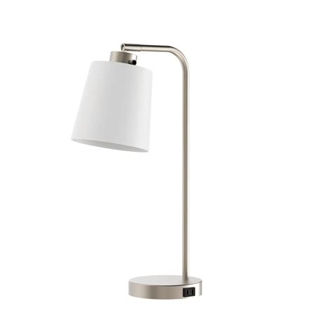 Better Homes And Gardens Silver Desk Lamp With Fabric Shade And Ac Outlet