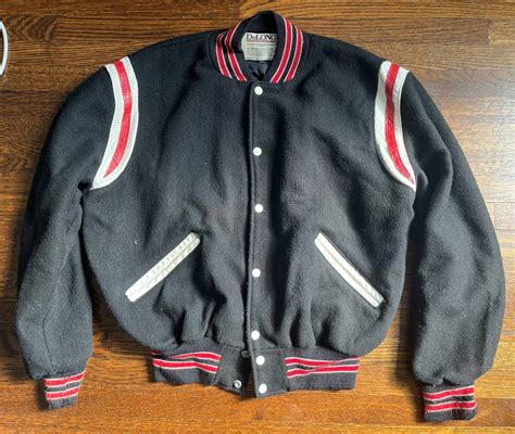 Vintage Vintage Delong “teddy” Varsity Letterman Jacket Blackred