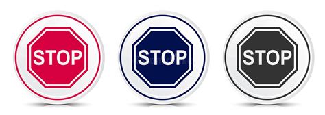 Stop Sign Icon Elegant Blue Round Button Illustration Stock Vector