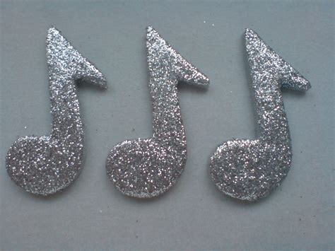 12 Silver Glittery Music Notes Edible Sugar Cake Decorations Etsy