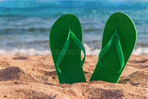 green flip flops floating in the swimming pool top view stock image image of casual
