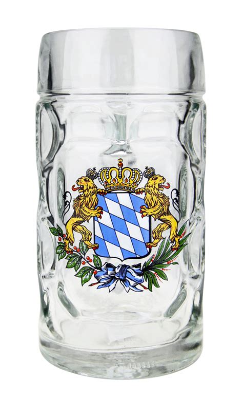 Custom Engraved Bavaria Crest Dimpled Oktoberfest Glass Beer Mug 5l