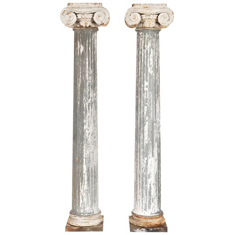 Pair Of Tall Architectural Ionic Order Columns At 1stdibs