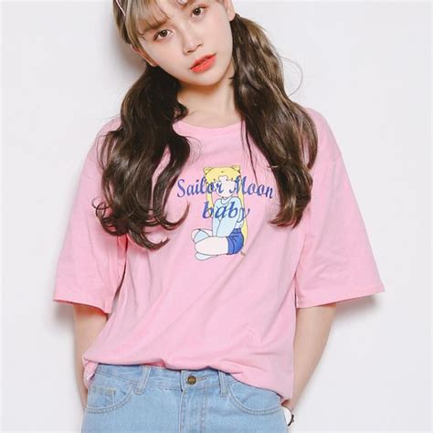 Women T Shirt Korea Summer Sailor Moon Printed Loose Short Sleeved
