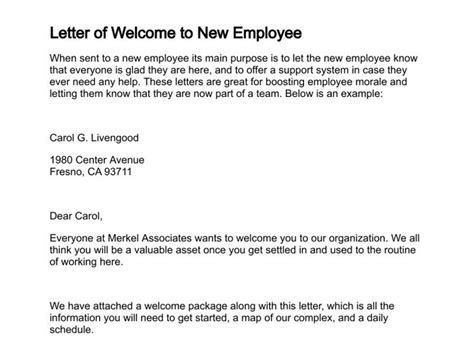 Letter Of Welcome To New Employee Welcome Letters New Employee