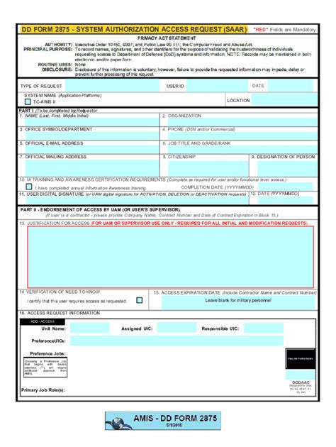 Dd Form 2875 Fill Out And Sign Printable Pdf Template Signnow