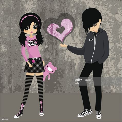 Emo Love Teenager Girl Cosplay Illustration Vector High Res Vector Graphic Getty Images