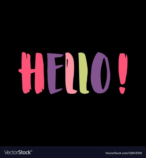 Colorful Handwritten Text Hello Isolated On Black Vector Image