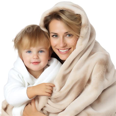 Happy Mother And Baby Boy In Blanket Posing In Christmas Room Young