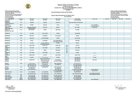 B.A / B.COM THURSDAY TIMETABLE – Rosary College of Commerce and Arts