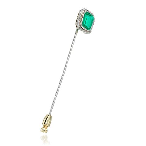 A Emerald And Diamond Stick Pin The Weekly Edit Fine Jewels London