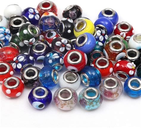 Murano Beads 50 Pcs 14 Mm Round Murano Glass Charms Lampwork Beads For Jewellery Making