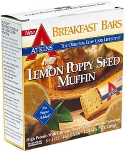 Atkins Lemon Poppy Seed Muffin Breakfast Bars 5 Ea Nutrition