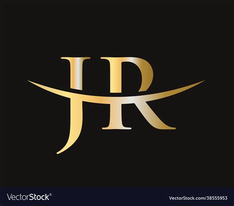 Initial Gold Jr Letter Logo Design Jr Logo Design Vector Image