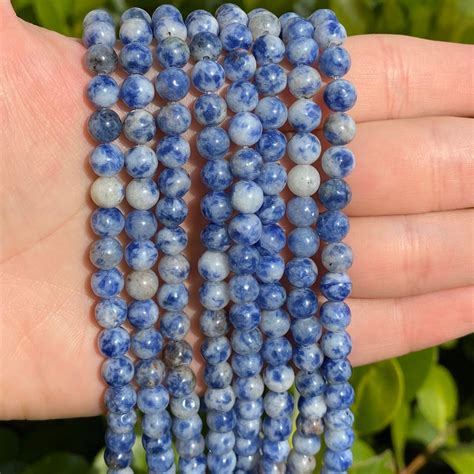 Blue Spot Stone Beads Round Natural Gemstone Beads Sold By 15 Inch