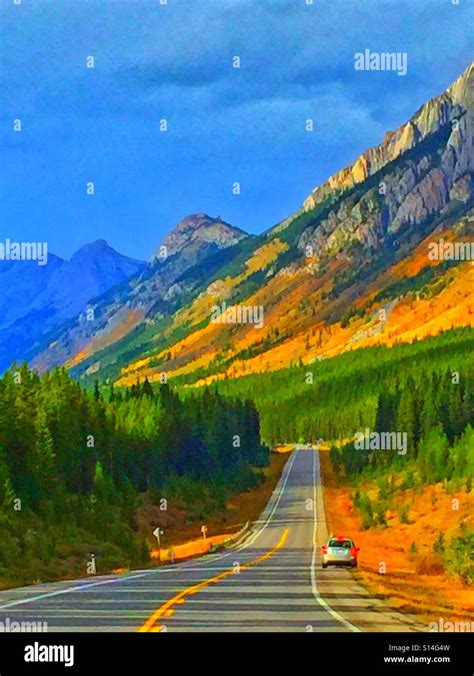 Autumn In Highwood Pass Canadian Rocky Mountains Stock Photo Alamy