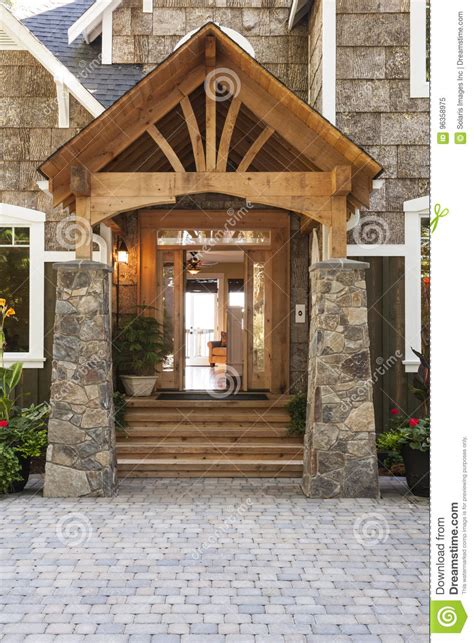 Exterior Porch And Front Door Entrance To Beautiful