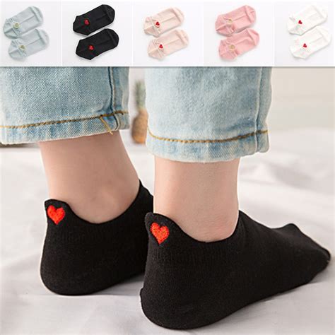 2pcspair Couple Cute Socks Heart Pattern Women Cotton Casual