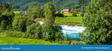 Norway River And Summer Mountains Banner Stock Photo Image Of Glacier