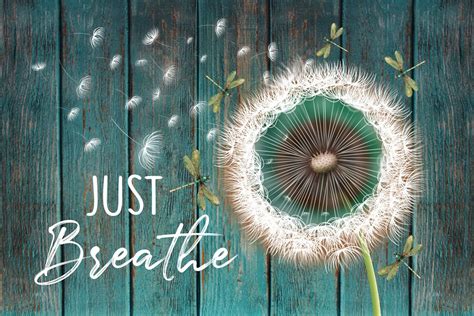Just Breathe Dandelion And Dragonfly Canvas Wall Art Decor Etsy