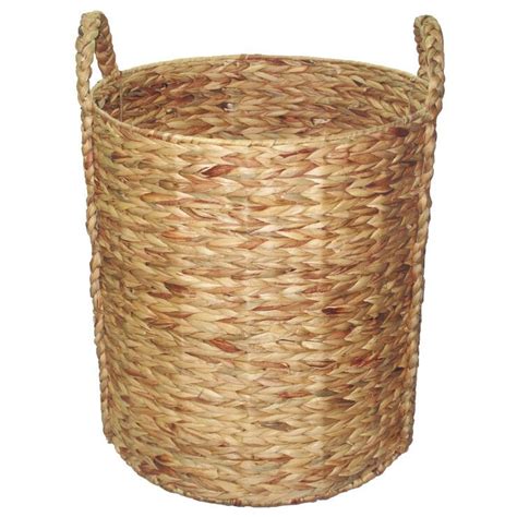 Round Woven Natural Basket With Braided Handles Large 20 Basket