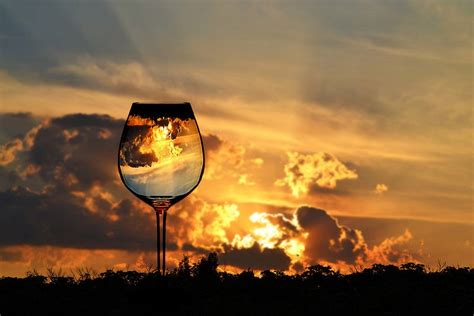 A Sunset In The Glass Wine Glass Photography Glass Photography