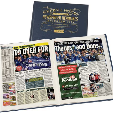 Personalised Leicester City Football History Newspaper Book Leather