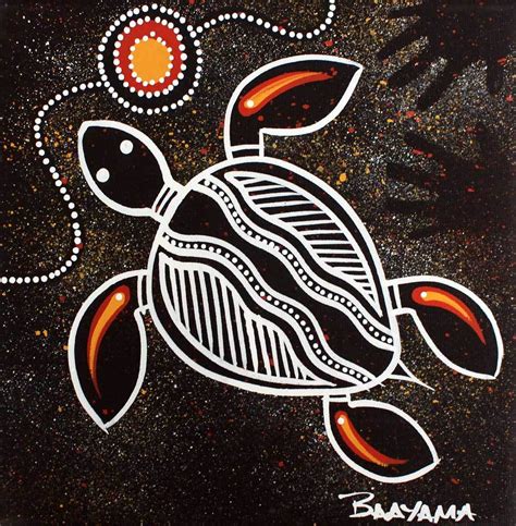 Stephen Hogarth Aboriginal Art Stretched Canvas 20cm X 20cm Turtle