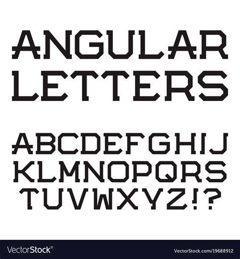 Black Angular Capital Letters Stylish Font Vector Image