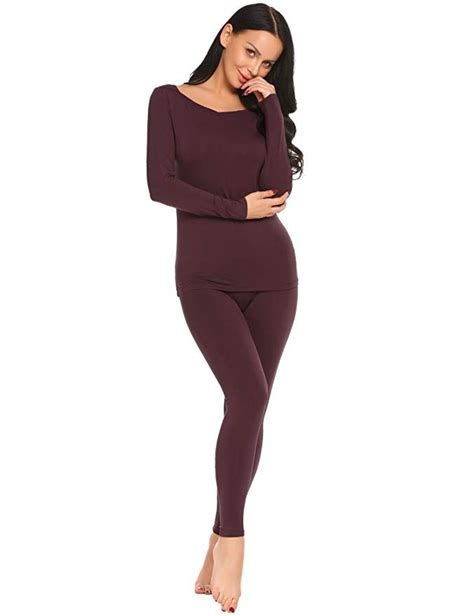 Womens Plus Size Cotton Thermal Underwear Long Johns Set Solid Top