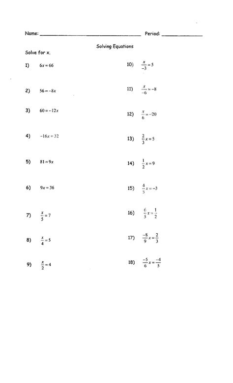 (usually represent formulas used in the sciences and/or geometry) to solve literal equations: Solving Linear Equations Variable On Both Sides Worksheet ...