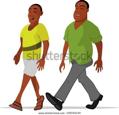 Cartoon Vector Illustration Black Men Walking Stock Vector Royalty Free