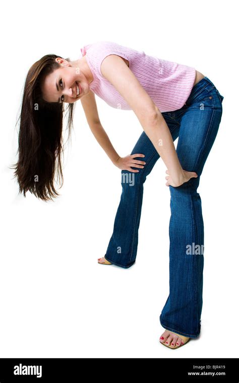 Teenage Girl Bending Over Stock Photo Alamy