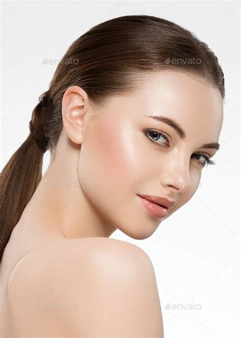 Beauty Woman Face Clean Healthy Skin Natural Make Up Isolated On White Beauty Face Beauty