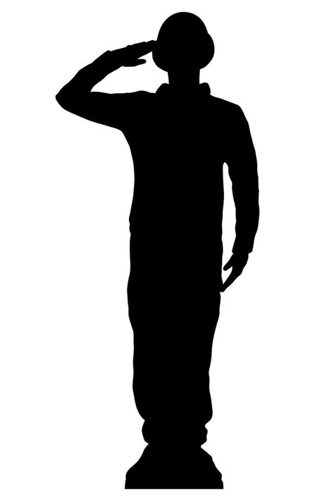 Saluting Wartime Soldier Silhouette Lifesize Cardboard Cutout Standee