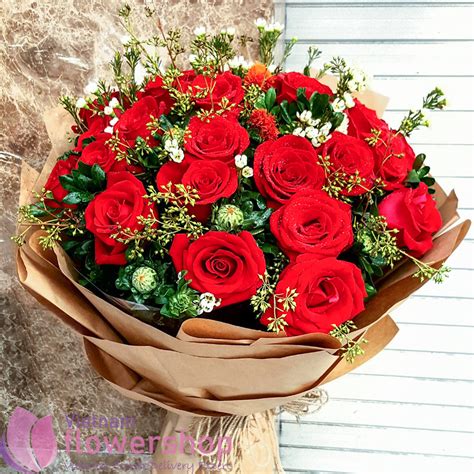 Beautiful Bouquet Of Red Roses At Vietnam Florist