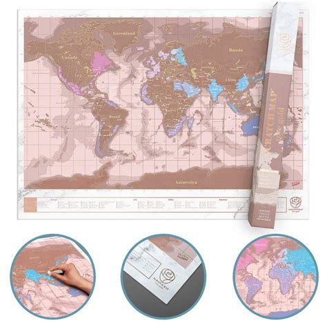 Buy Luckies Of London World Map Scratch Map Rose Gold Andof London