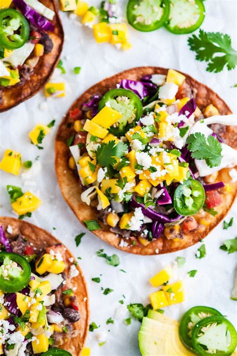 Vegetarian Black Bean Tostadas With Cabbage Slaw And Mango