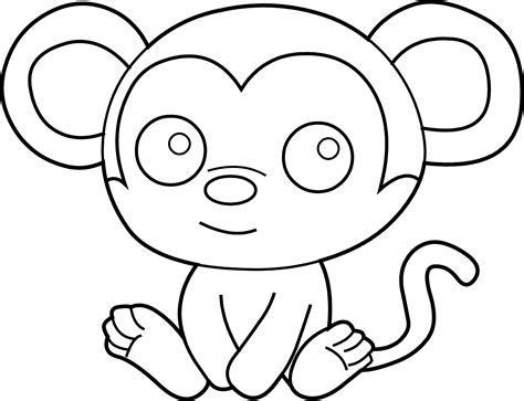 Little Monkey Coloring Page Free Clip Art