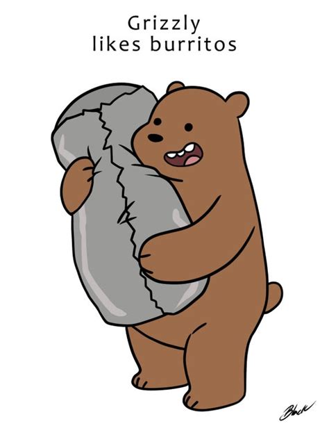 Ice bear stuffs himself in a luggage only to be met by the group. We Bare Bears Grizzly likes Burritos Fanart Print